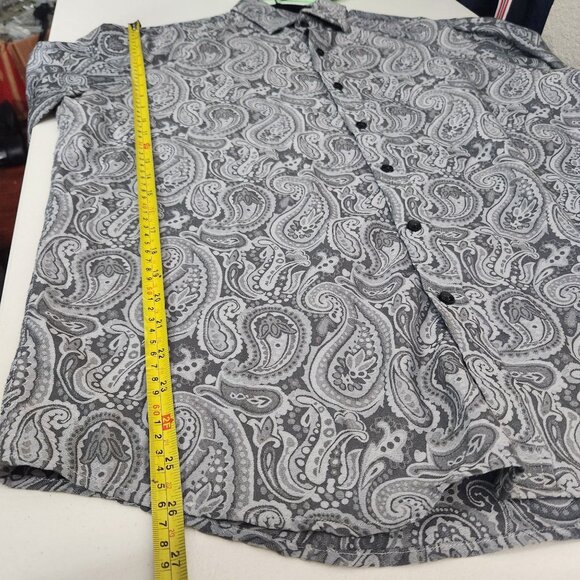 Tasso Elba Shirt Mens Large Gray Paisley Long Sleeve Button Up FLAWS - Picture 4 of 13